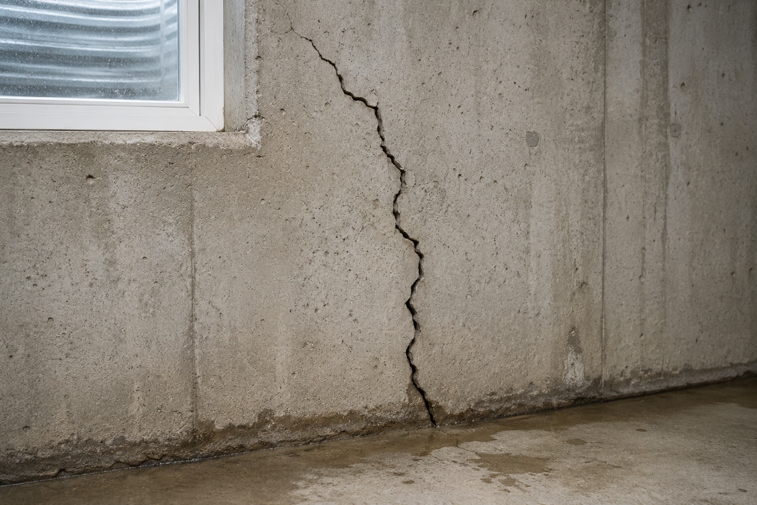 Basement efflorescence and moisture clues on a Rochester foundation wall